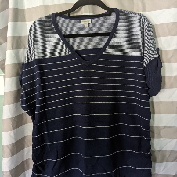 Avenue Sweaters - Avenue 2x Stripe Sweater-like Short Sleeve Shirt.